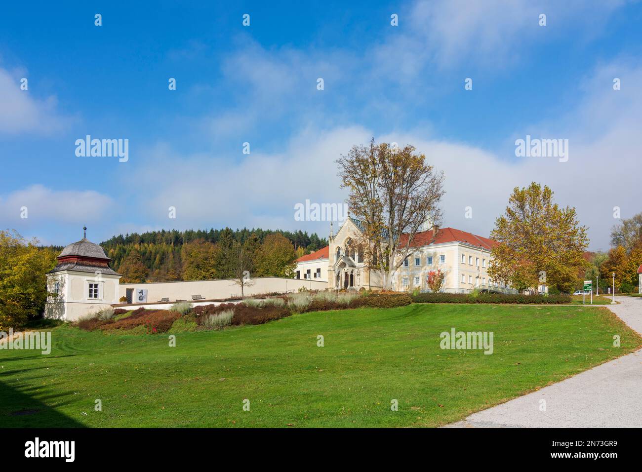 Alland, castello di Schloss Mayerling a Wienerwald, boschi di Vienna, bassa Austria, Austria Foto Stock