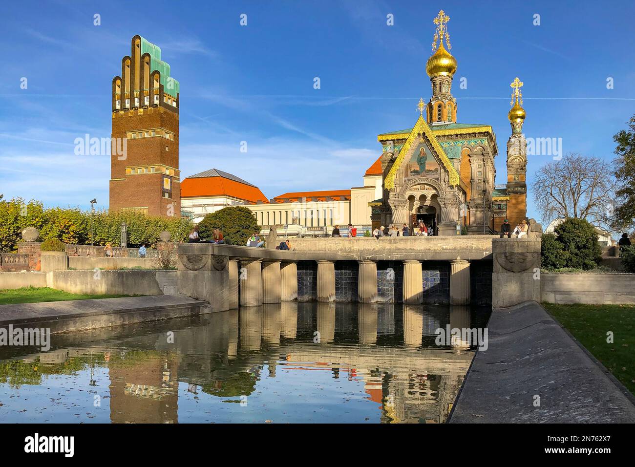Germania, Assia, Contea di Darmstadt-Dieburg, Darmstadt, Mathildenhöhe, Cappella Russa, Torre nuziale Foto Stock