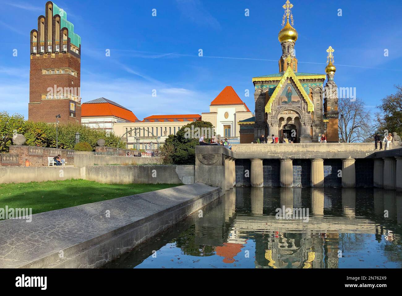 Germania, Assia, Contea di Darmstadt-Dieburg, Darmstadt, Mathildenhöhe, Cappella Russa, Torre nuziale Foto Stock