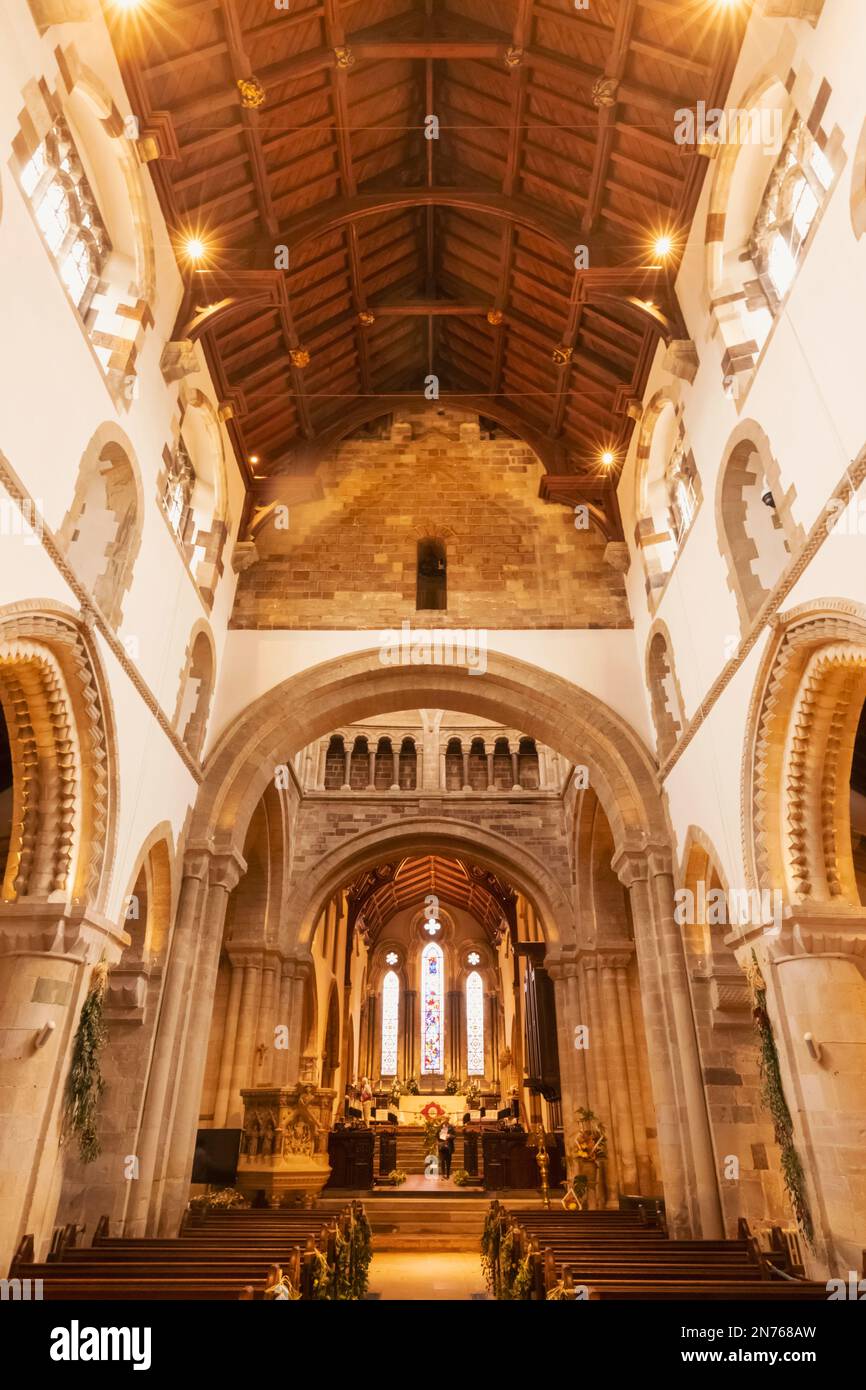 Inghilterra, Dorset, Wimborne, Wimborne Minster, Vista interna Foto Stock