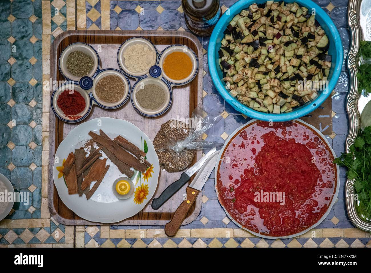 Marrakech (Marrakech) - lezione di cucina in Marocco Foto Stock