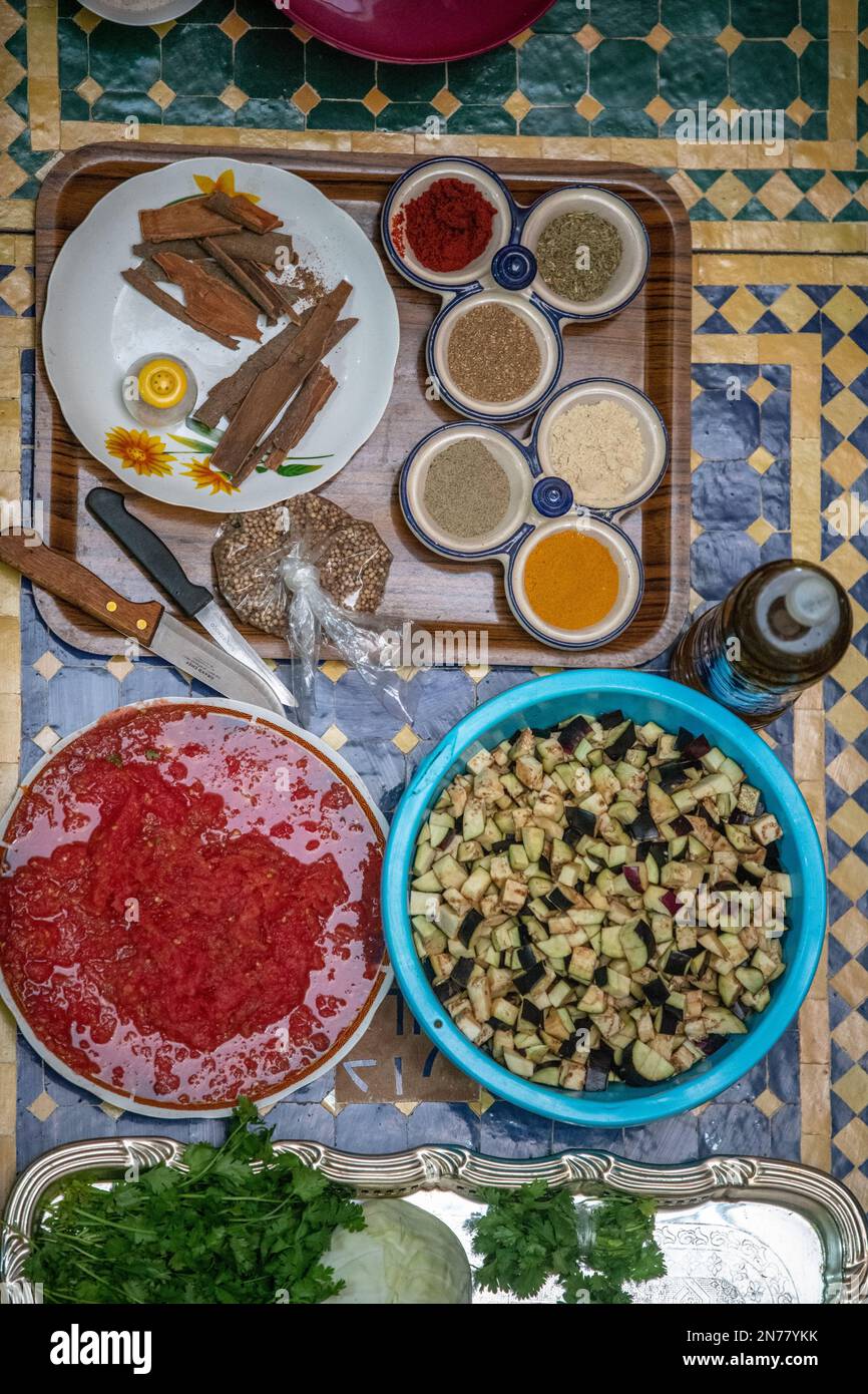 Marrakech (Marrakech) - lezione di cucina in Marocco Foto Stock