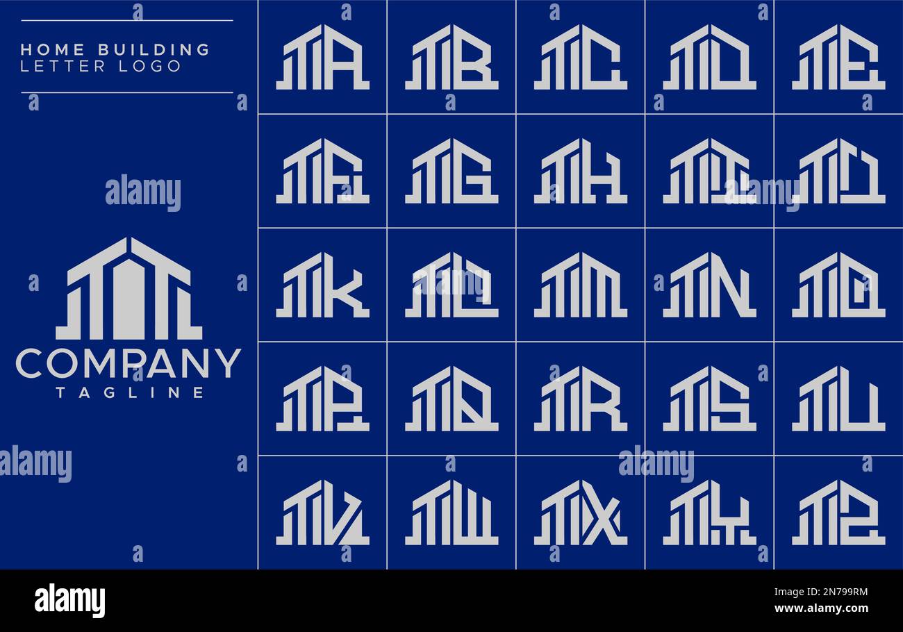 Set di modelli con logo T minimalista. Vettore di logo della lettera TT T House Illustrazione Vettoriale