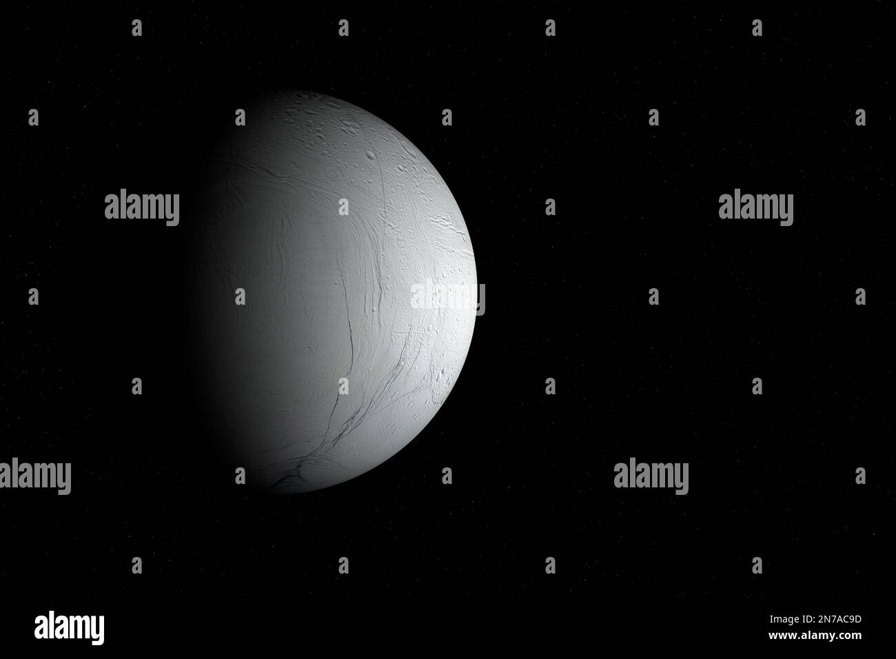 Fotografia digitale di Encelado, una delle luna di Saturno. Foto Stock