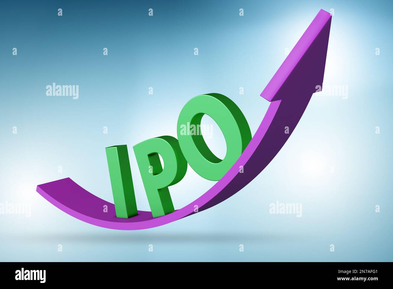 Concetto IPO con il grafico di crescita - rendering 3D Foto Stock