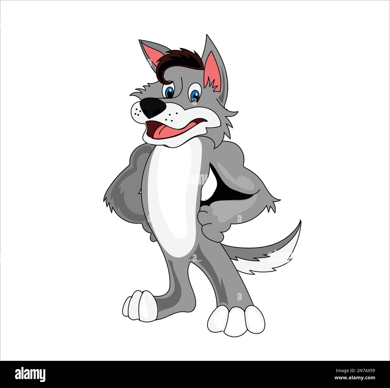 Illustrazione vettoriale del fumetto Wolf su sfondo bianco Illustrazione Vettoriale