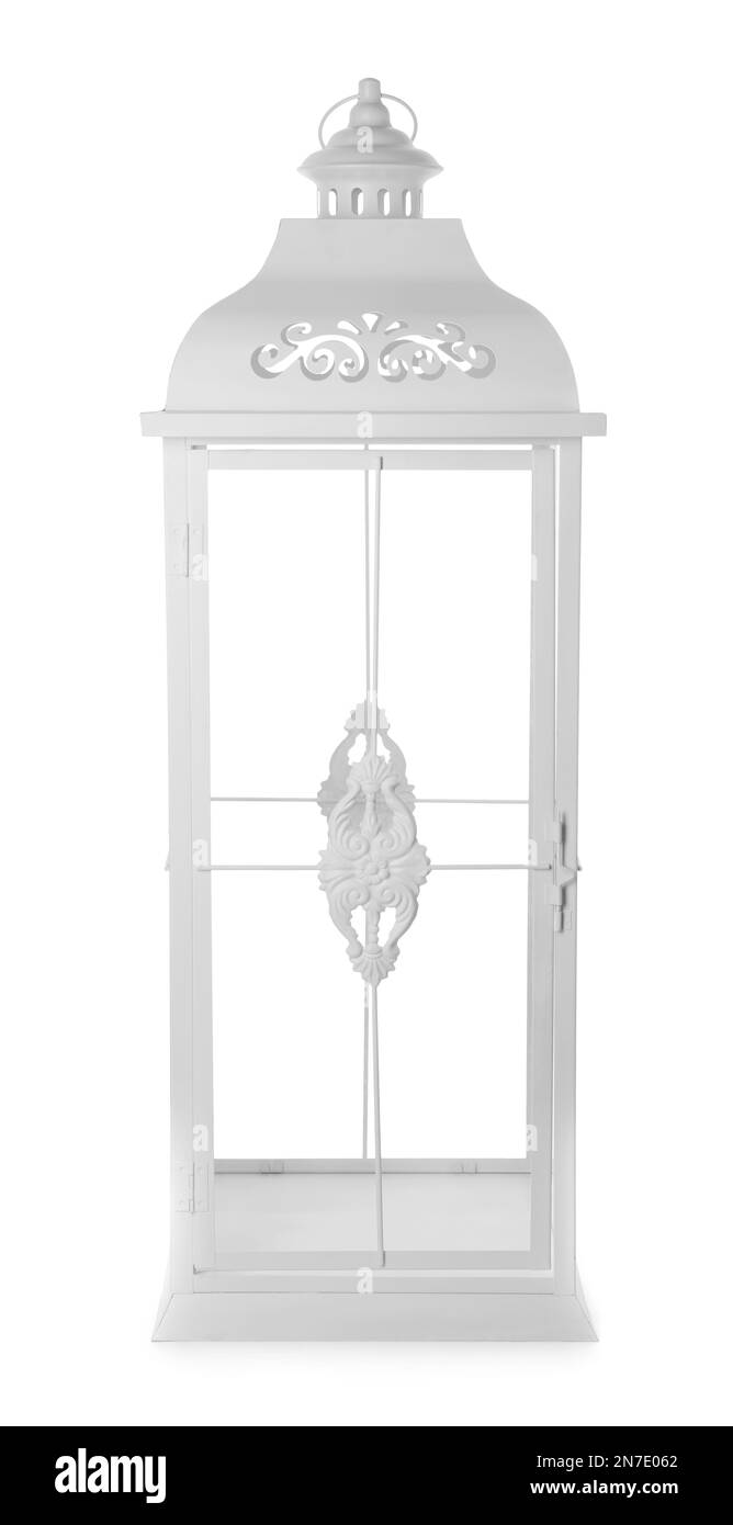 Lanterna decorativa isolata su bianco. Elemento interno Foto Stock