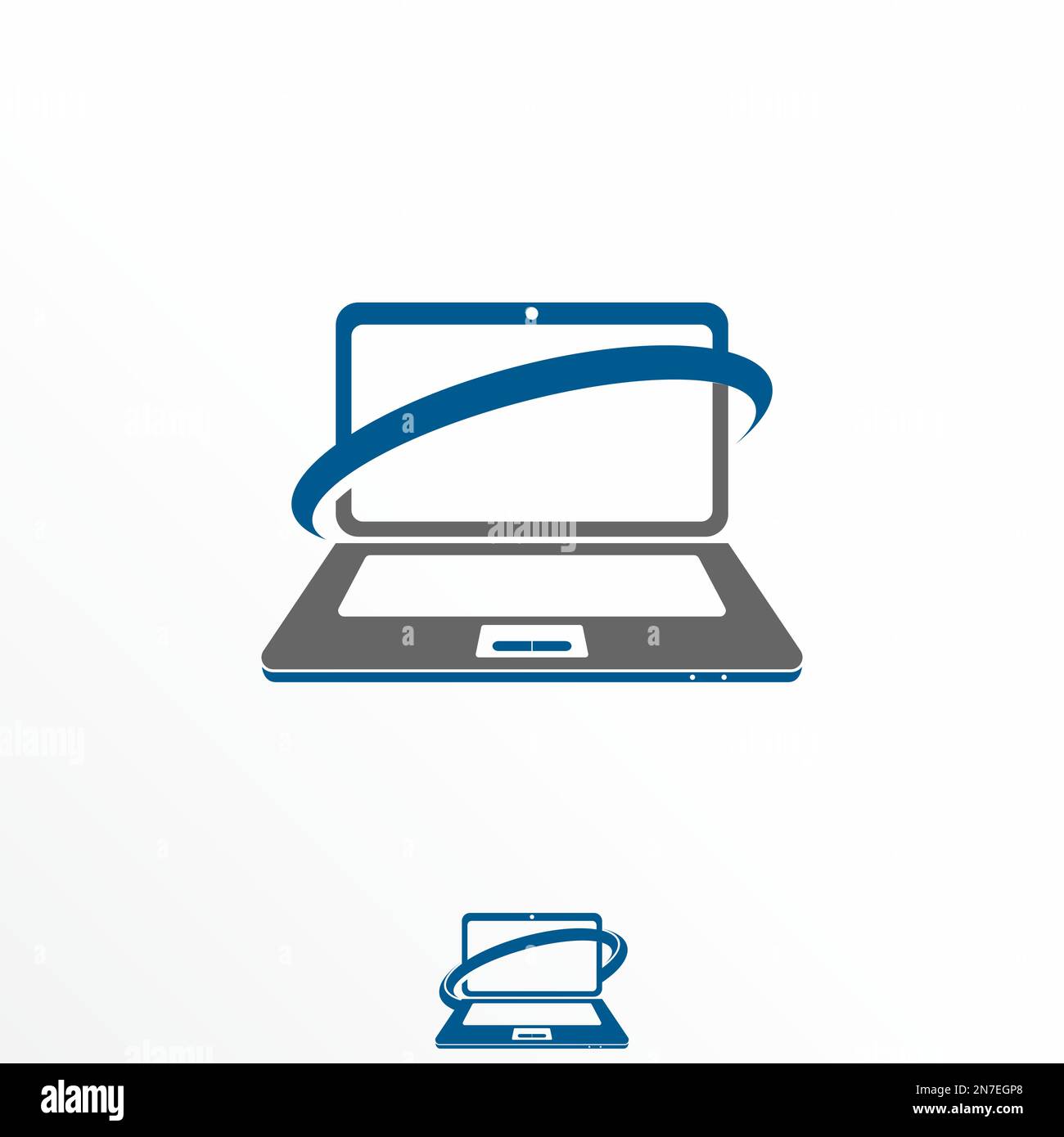 Semplice laptop e taglio Holding immagine grafica icona logo design astratto concetto stock vettoriale. Può essere utilizzato come simbolo relativo a tecnologia o computer. Illustrazione Vettoriale