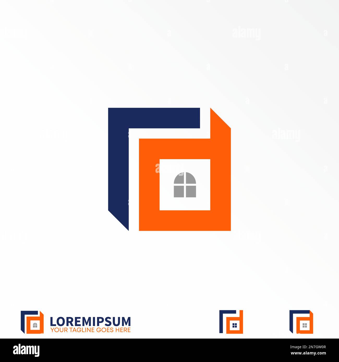 Lettera o parola RD font su quadrato con immagine finestra icona grafica logo disegno astratto concetto vettoriale stock. simbolo relativo all'iniziale o alla proprietà. Illustrazione Vettoriale