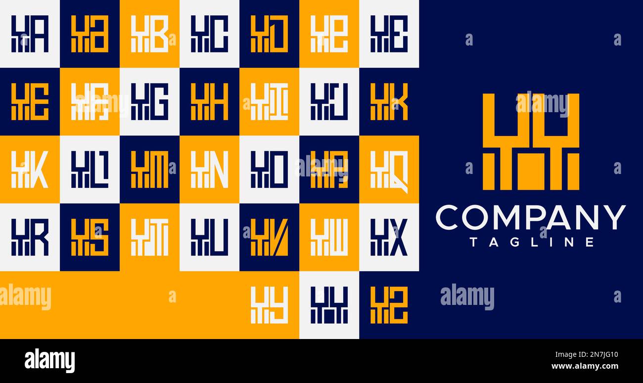 Design minimalista con logo a Y a forma di lettera quadrata. Casella astratta vettore logo lettera Y YY. Illustrazione Vettoriale