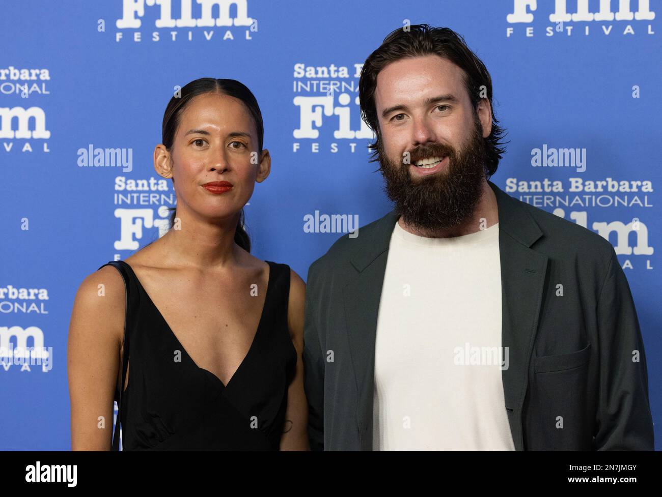 Jaclyn Patterson e David Robinson-Smith sul tappeto rosso per il film: Mud Crab, al Festival Internazionale del Cinema di Santa Barbara del 2023 Foto Stock