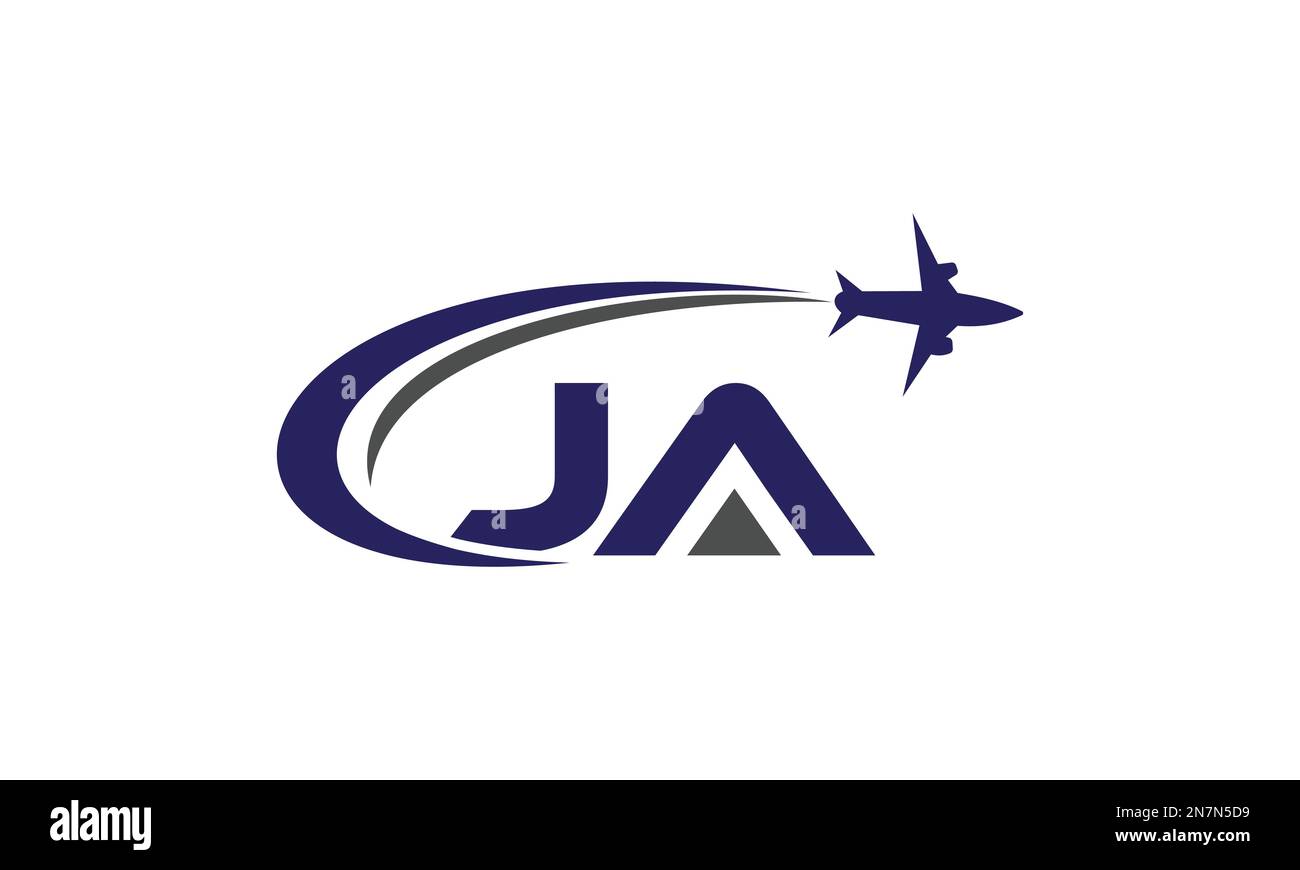 Logo di viaggio e tour, simbolo dell'agenzia aerea e vettore monogramma dell'azienda aeronautica Illustrazione Vettoriale