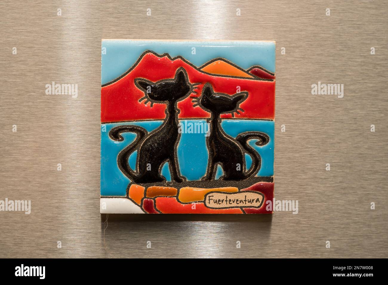 fuerteventura magnete frigorifero con due gatti, magnete frigorifero,  argento frigorifero, alluminio frigorifero Foto stock - Alamy