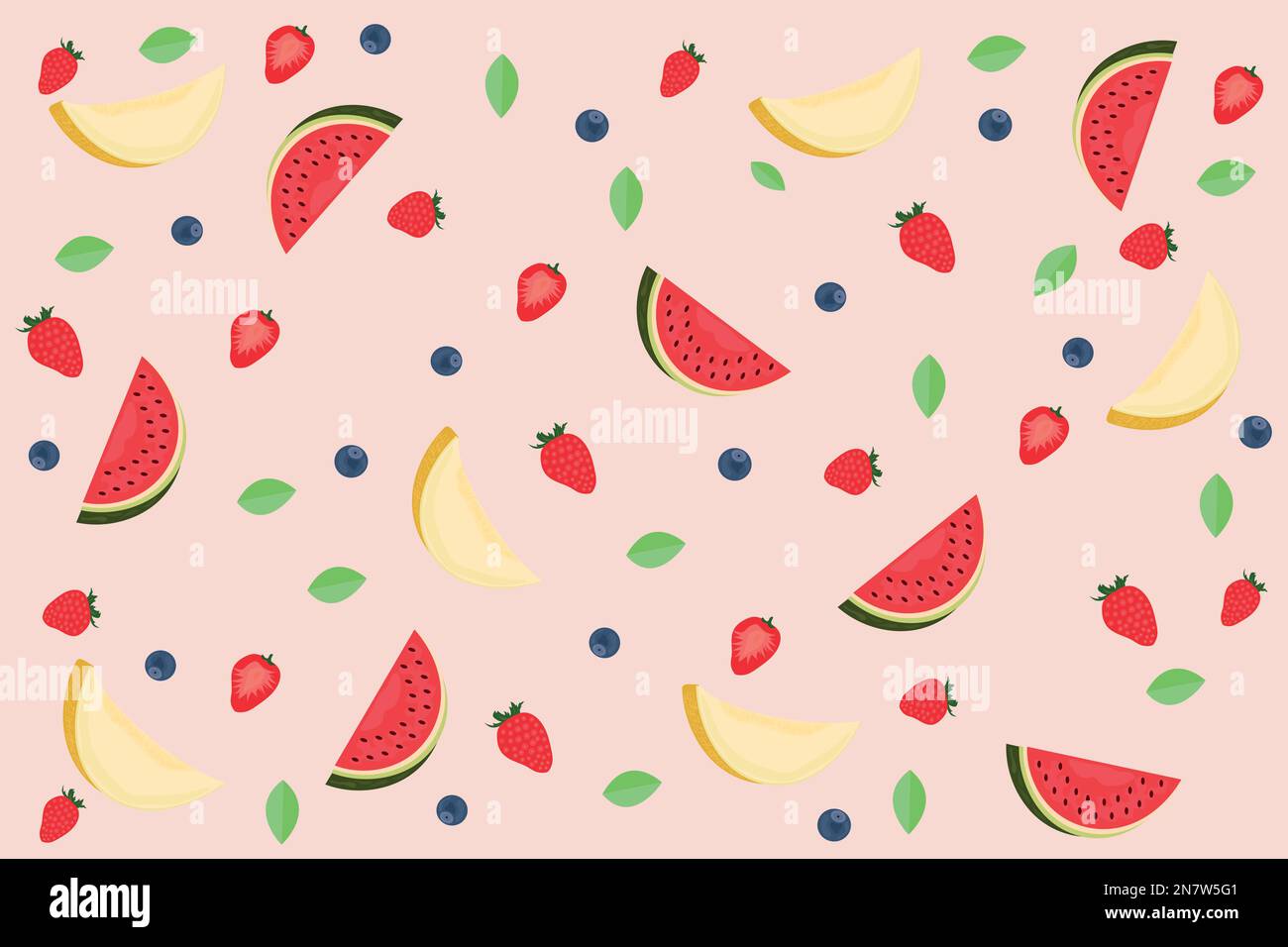 uno sfondo estivo di anguria melone e frutta Illustrazione Vettoriale