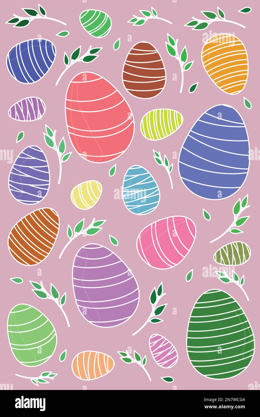 un poster di uova di pasqua in diversi colori per pasqua per i religiosi di vacanza Illustrazione Vettoriale