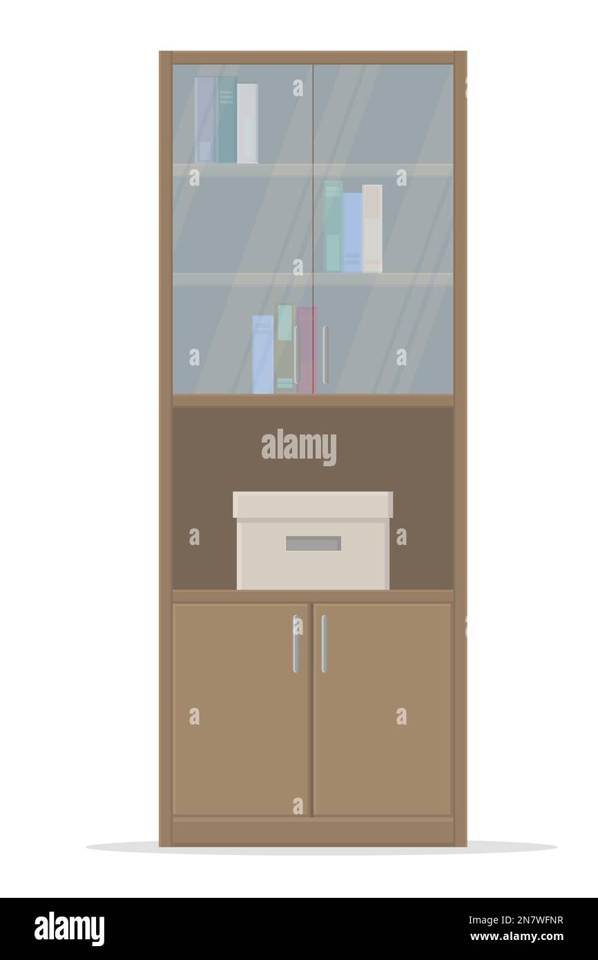 un armadio di stoccaggio ufficio libro in legno su sfondo bianco isolato grafica vettoriale Illustrazione Vettoriale