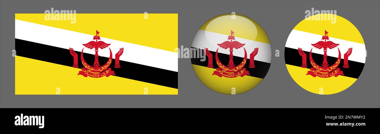 Brunei Flag Set Collection Vector Illustrazione Vettoriale