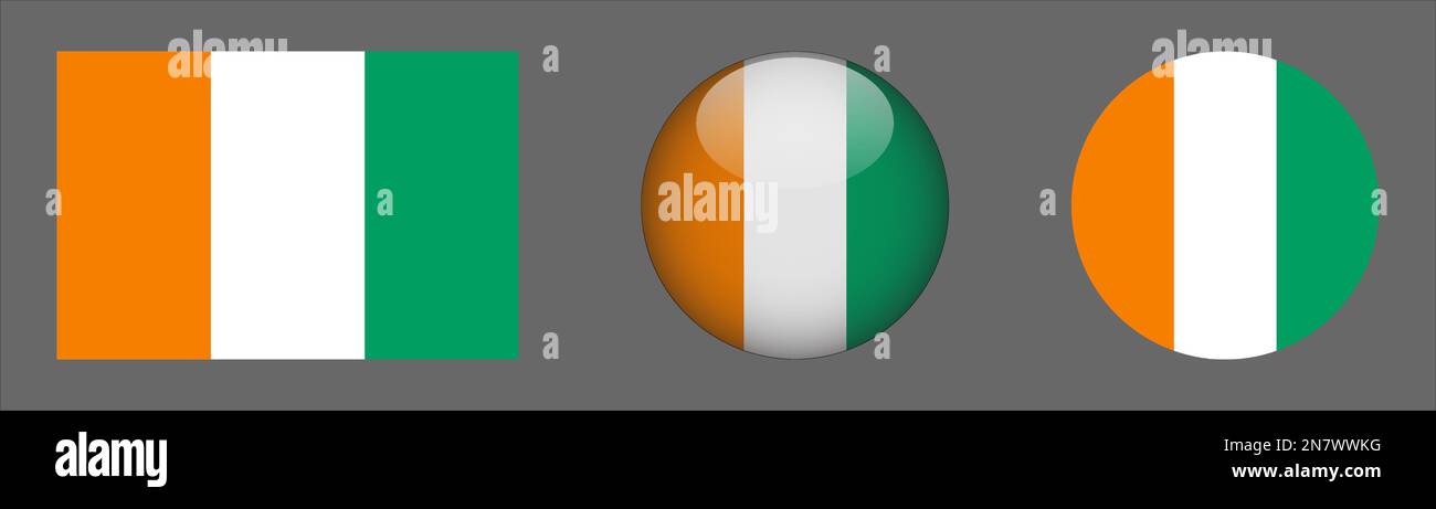 Costa d'Avorio Flag Set Collection Vector Illustrazione Vettoriale