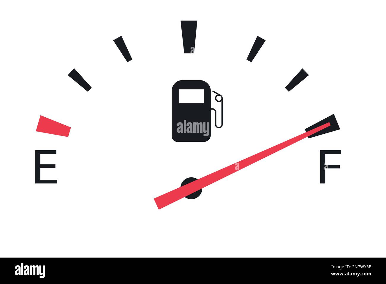 un indicatore del livello di carburante della benzina nella vettura al massimo serbatoio pieno Illustrazione Vettoriale