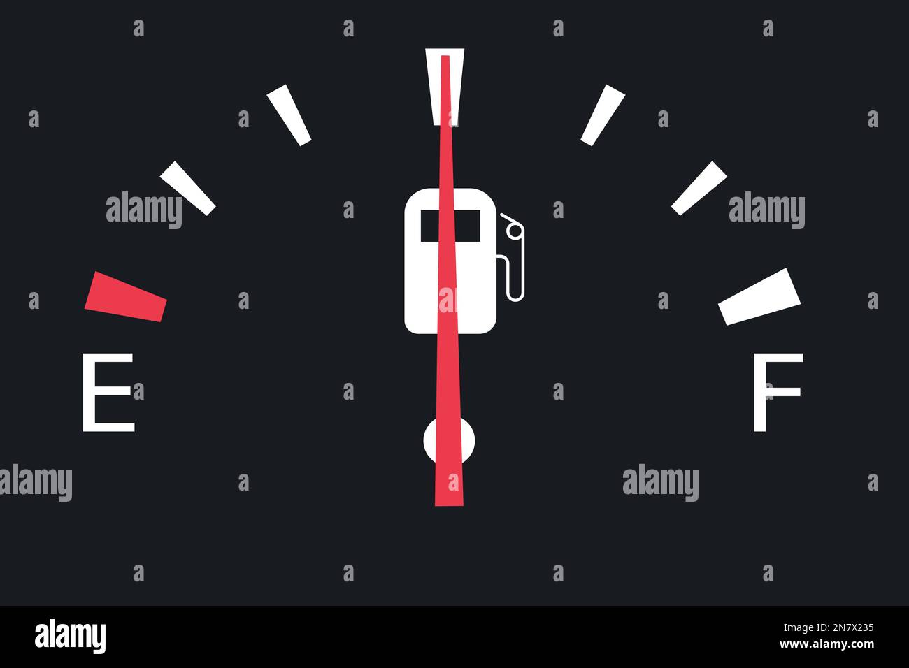 un indicatore del livello di carburante di una vettura ad un valore medio Illustrazione Vettoriale