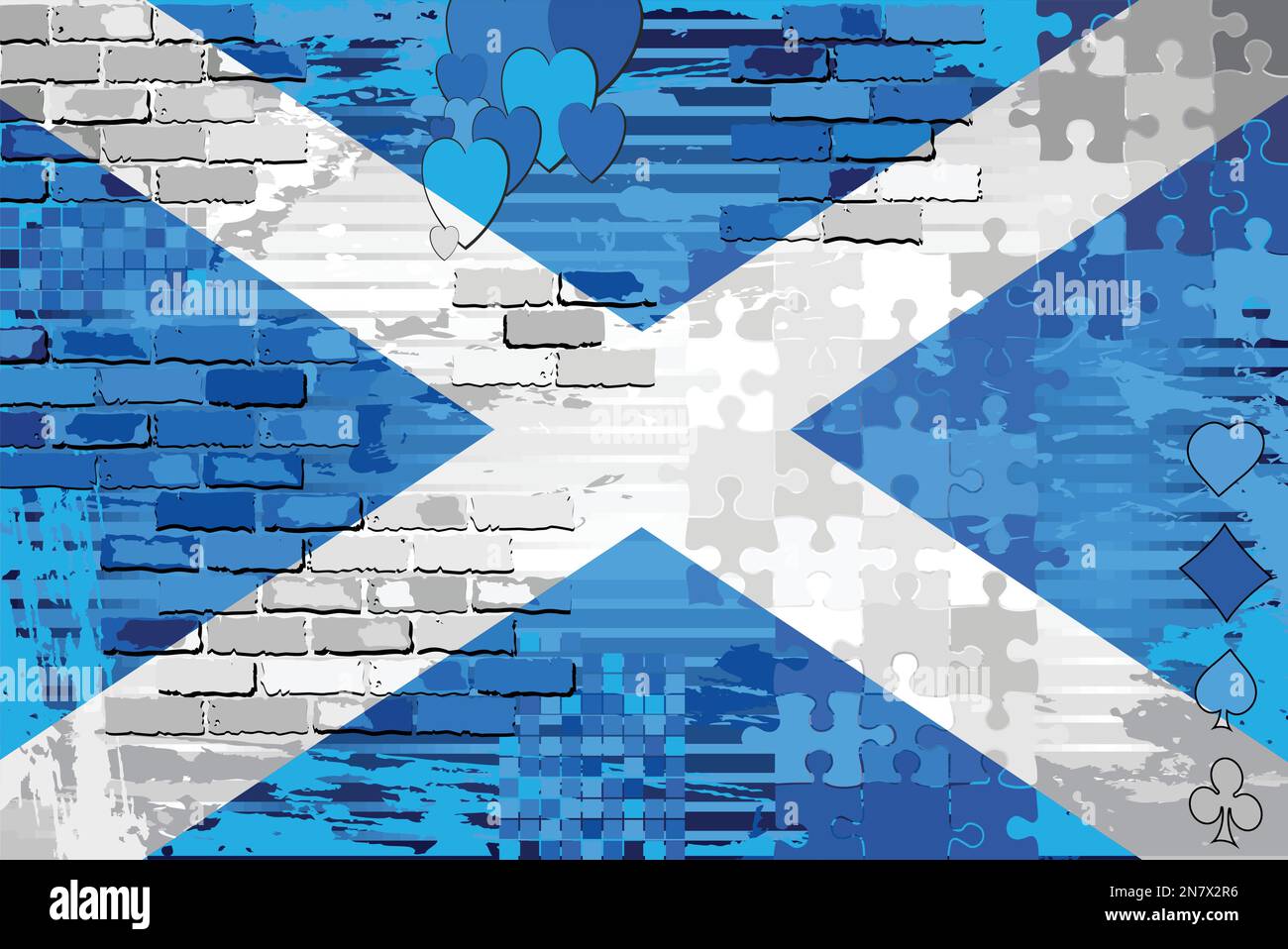 Grunge bandiera astratta della Scozia - Illustrazione, vettore mosaico lucido Illustrazione Vettoriale