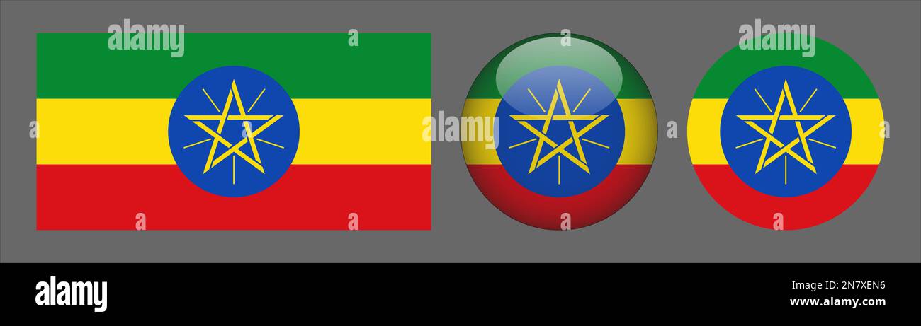 Ethiopia Flag Set Collection Vector Illustrazione Vettoriale