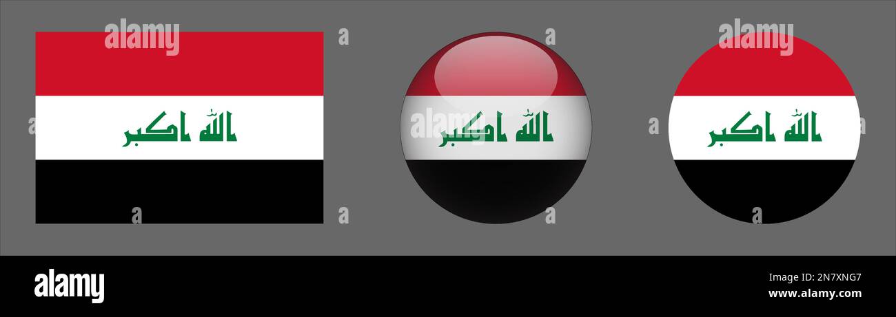 Iraq Flag Set Collection Vector Illustrazione Vettoriale