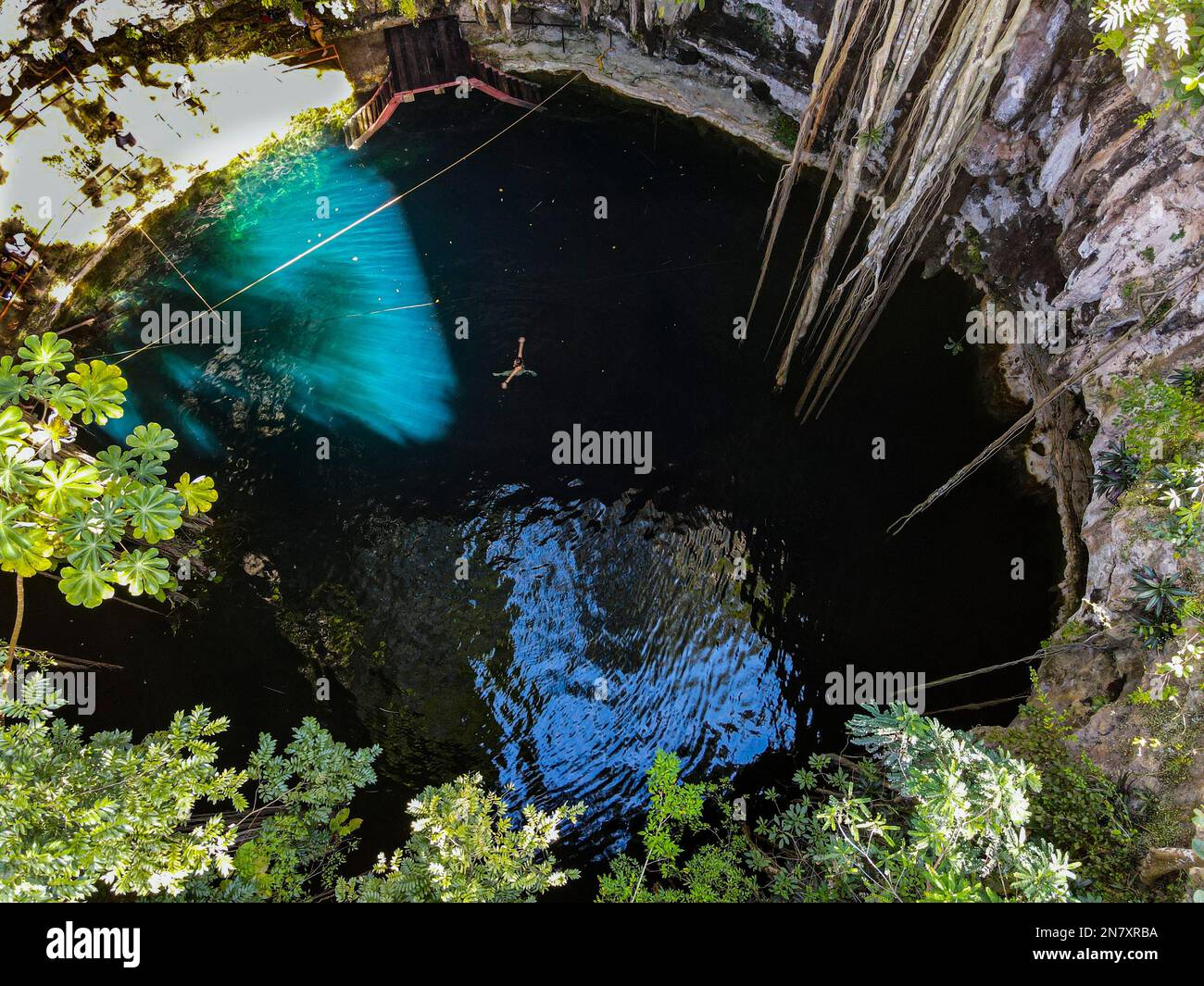 Antenna di Cenote Oxman, Valladolid, Yucatan, Messico Foto Stock