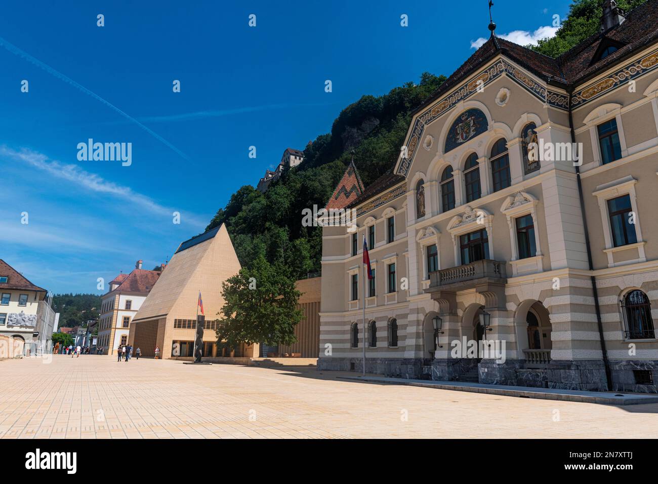 Governo di Lichtenstein, Vaduz, Lichtenstein, Svizzera Foto Stock