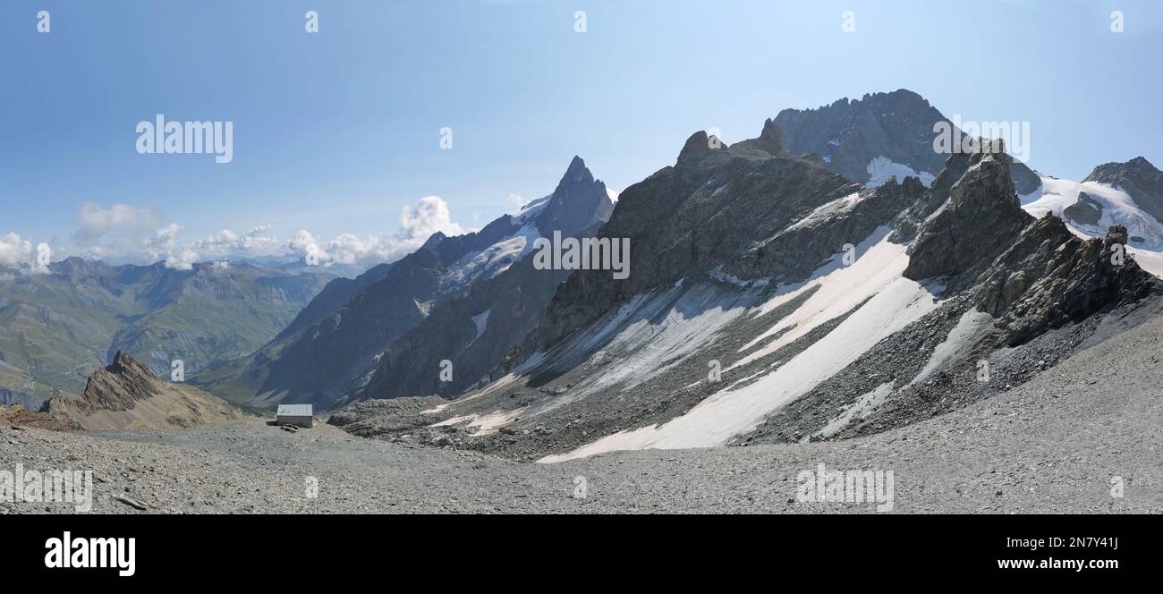 Glacier de la Girose, villaggio della tomba, Parco Nazionale degli Ecrins, Hautes-Alpes, Francia Foto Stock