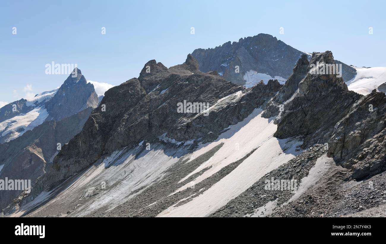 Glacier de la Girose, villaggio della tomba, Parco Nazionale degli Ecrins, Hautes-Alpes, Francia Foto Stock