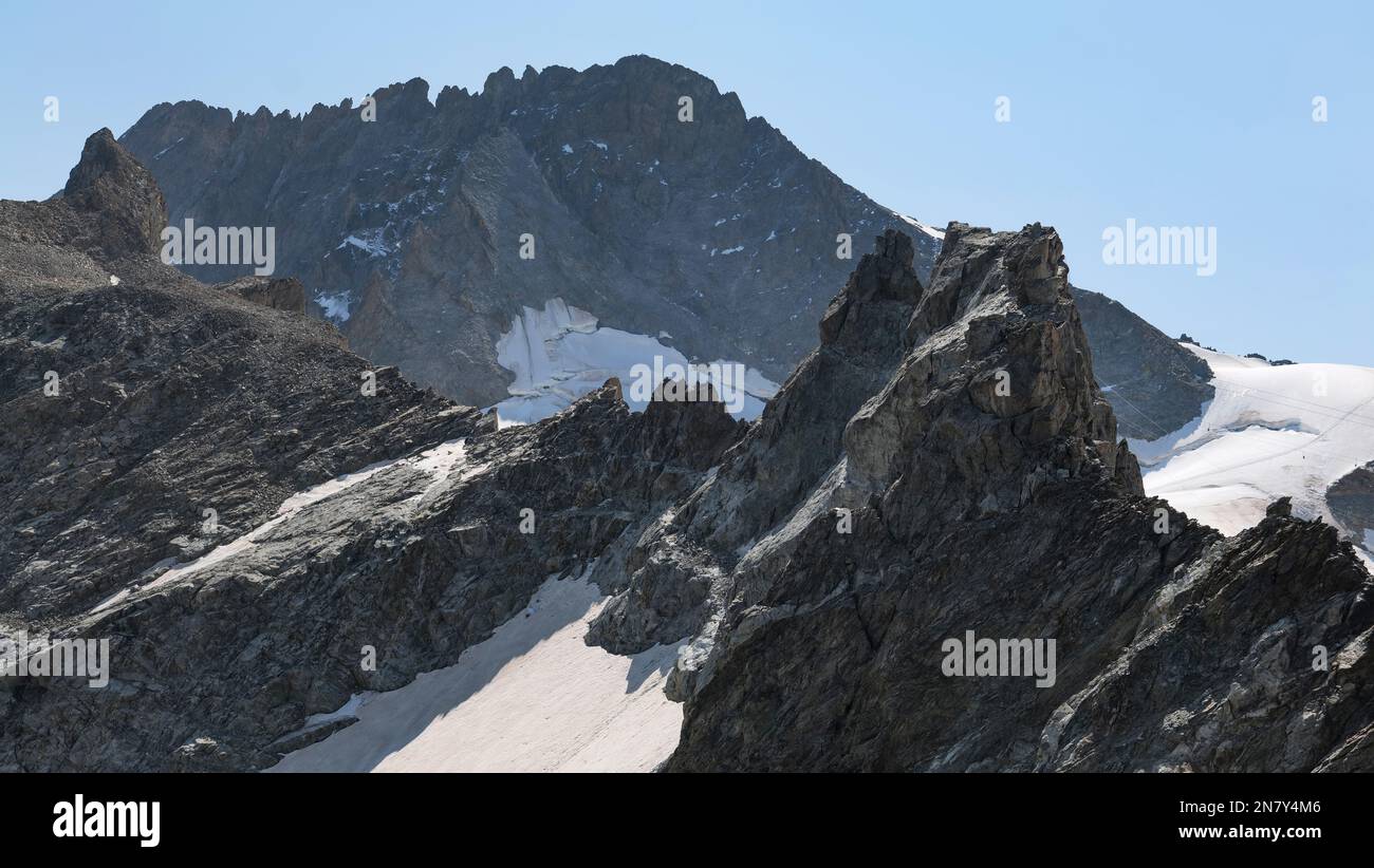 Glacier de la Girose, villaggio della tomba, Parco Nazionale degli Ecrins, Hautes-Alpes, Francia Foto Stock