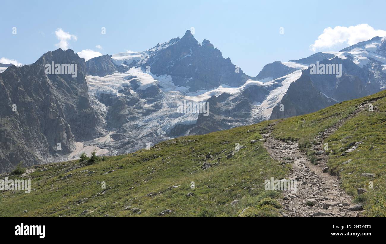 Glacier de la Girose, villaggio della tomba, Parco Nazionale degli Ecrins, Hautes-Alpes, Francia Foto Stock