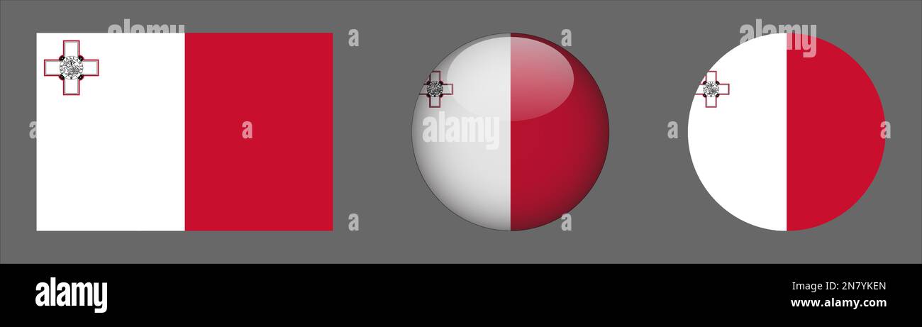 Malta Flag Set Collection Vector Illustrazione Vettoriale