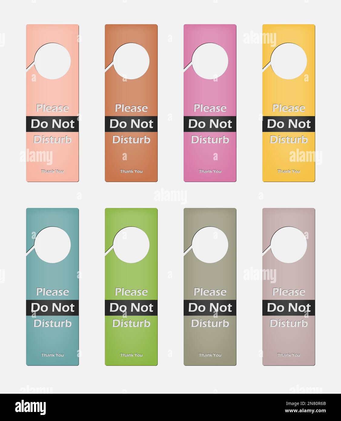 Si prega di non disturbare - Set di cartelli colorati per appendiabiti per porte. Modello vettore Illustrazione Vettoriale