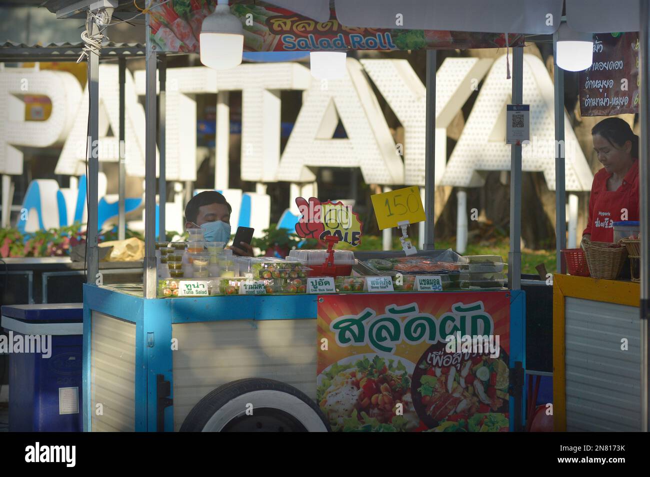 Mercato di strada seconda strada Pattaya Thailandia. Foto Stock