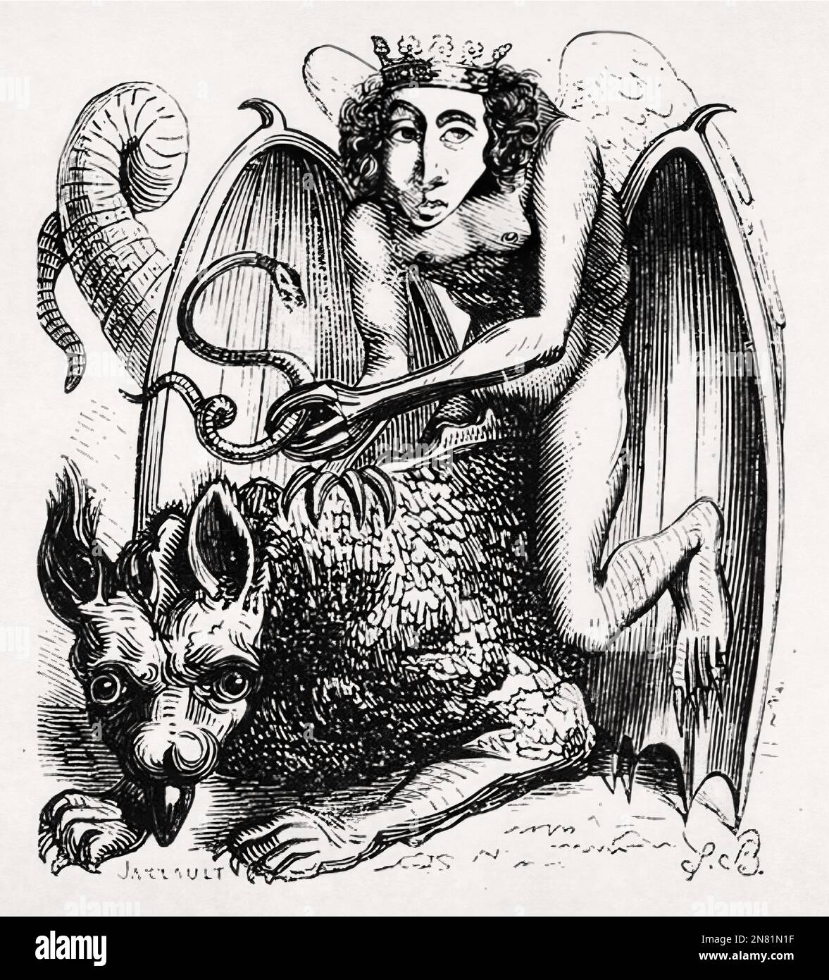 Astaroth di Louis le Breton realizzato nel 1863 per lo scritto infernale Dictionnaire di Jacques Collin de Plancy. Foto Stock