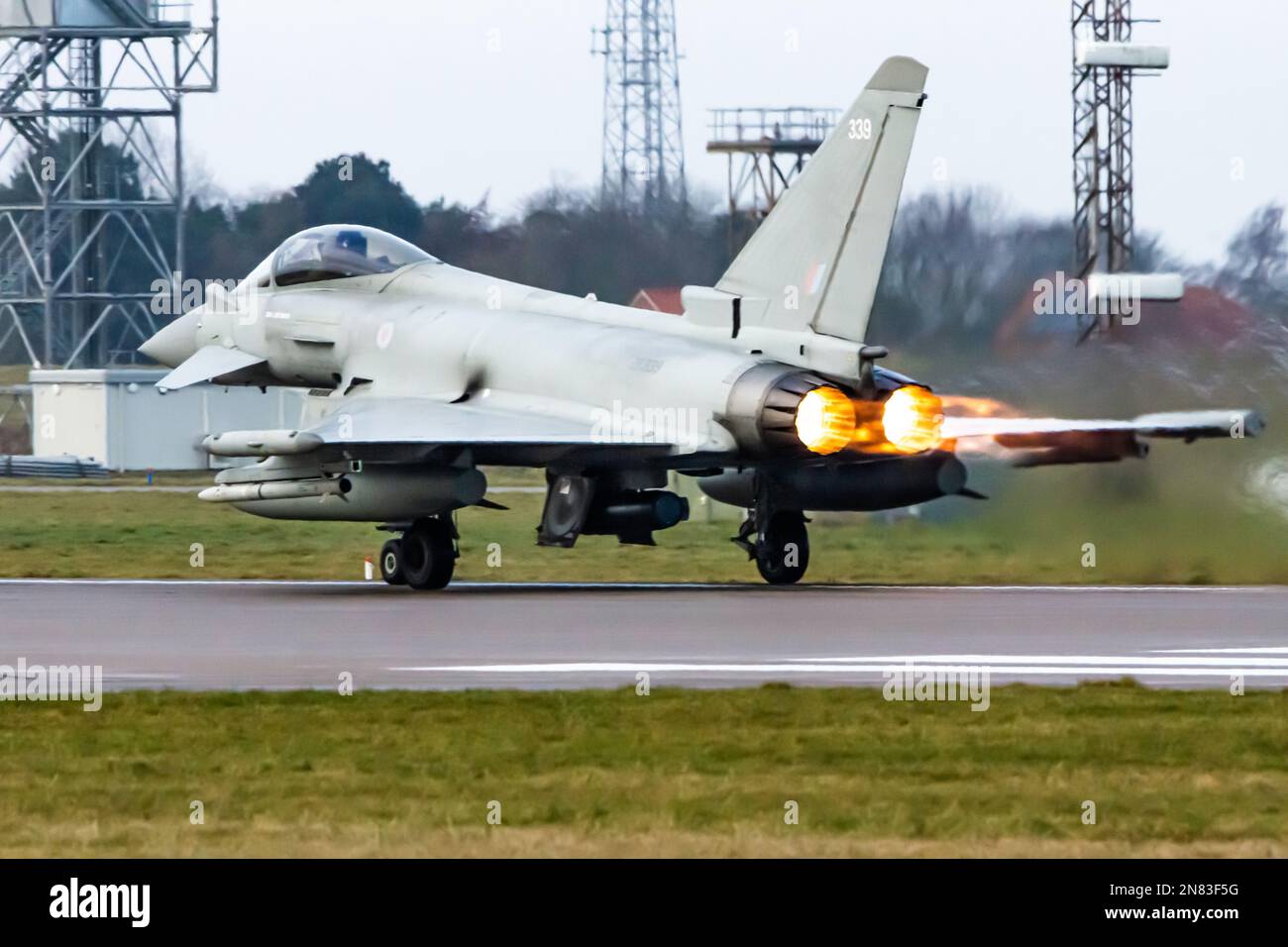 Euro Fighter Jet al RAF Coningsy Foto Stock