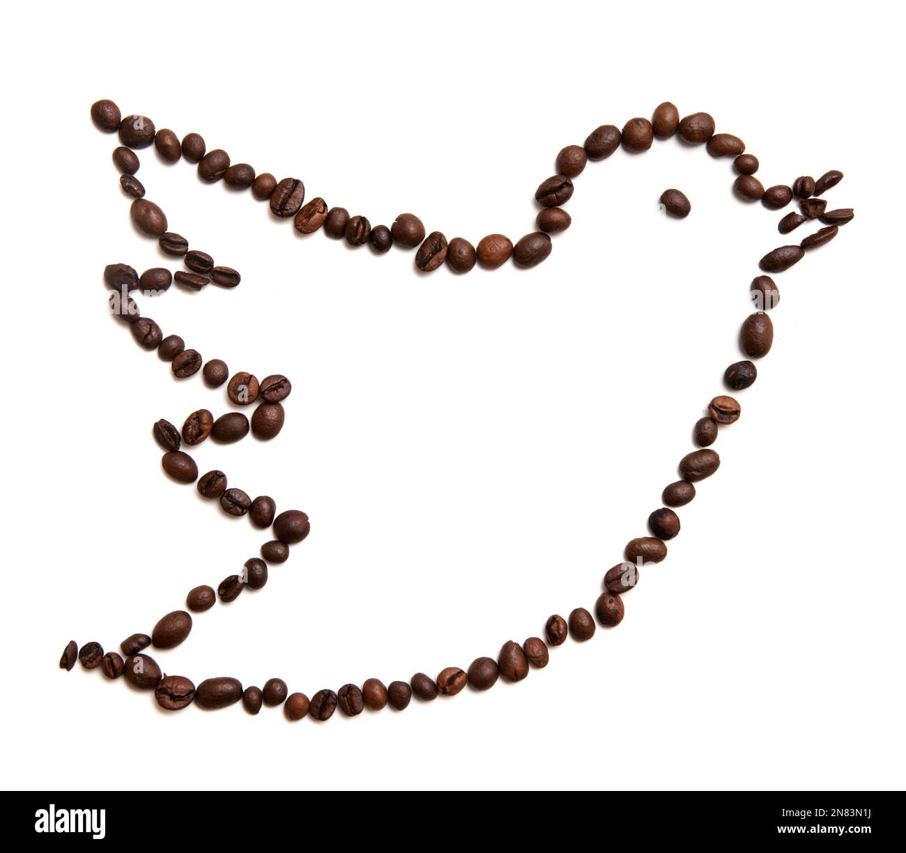 Icona di Twitter su sfondo bianco Foto Stock