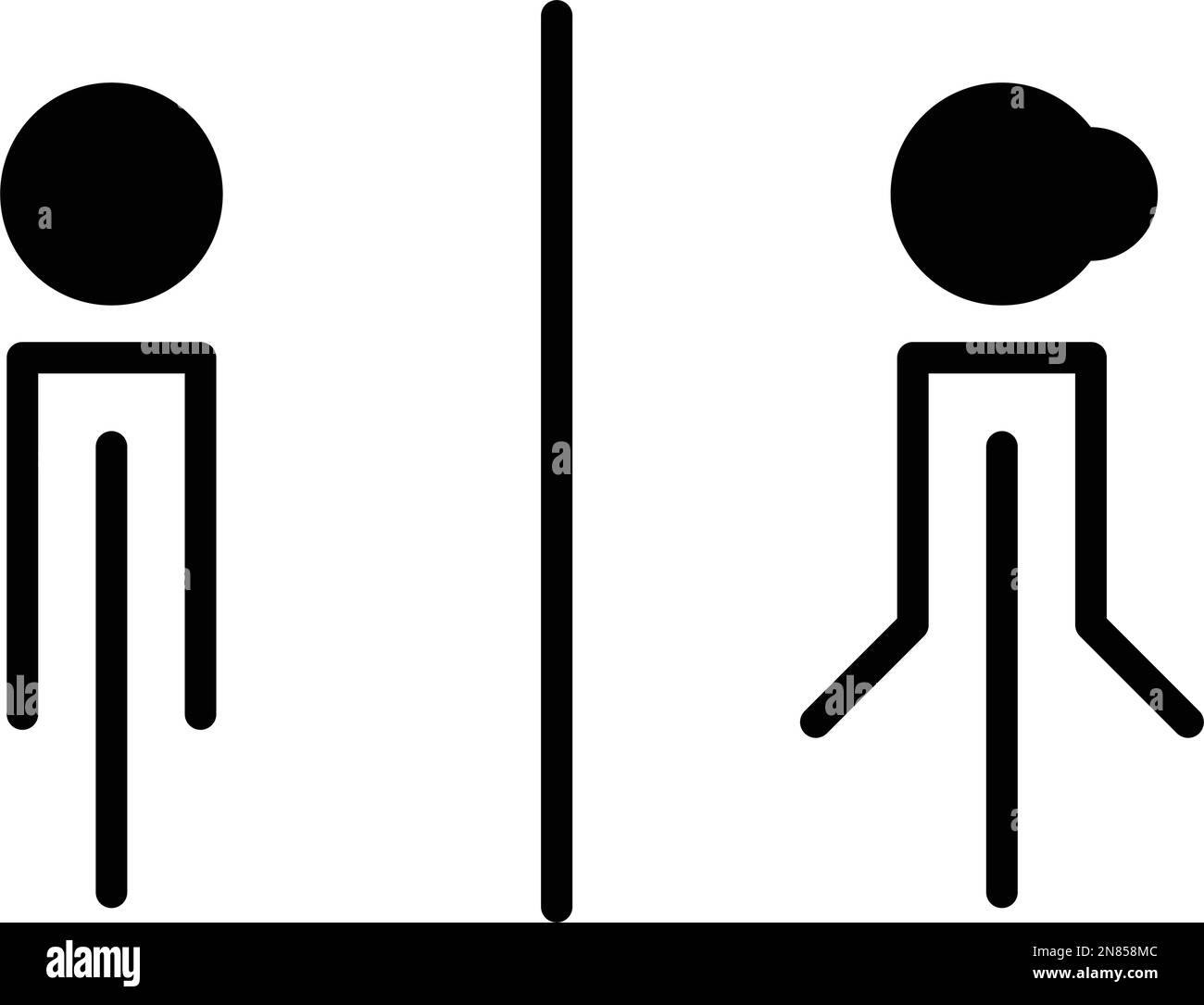 Cartello bagno uomo e donna wc e simbolo di toilette in un pittogramma glyph illustrazione Illustrazione Vettoriale