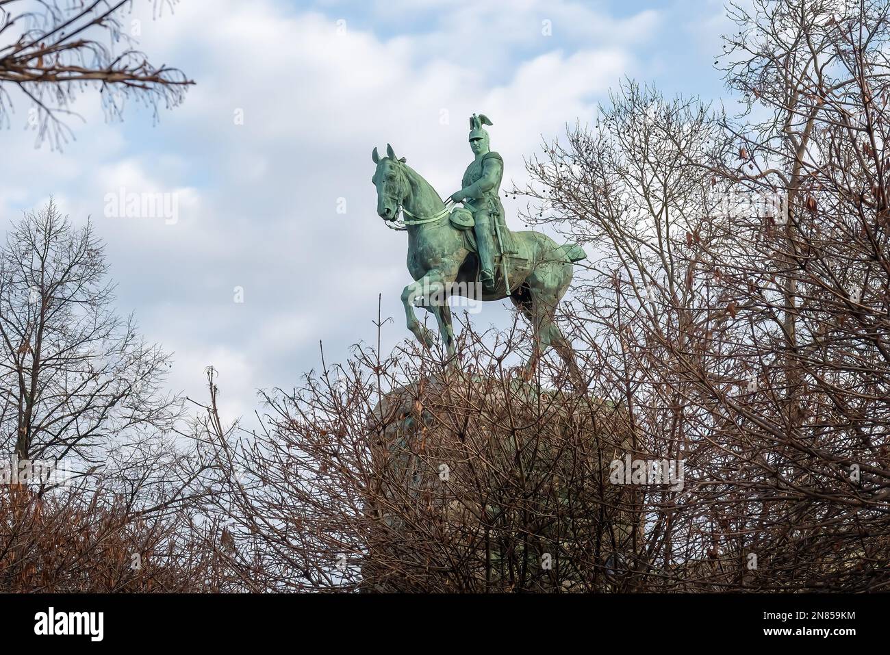 Monumento dell'Imperatore Guglielmo II al Ponte Hohenzollern - Colonia, Germania Foto Stock