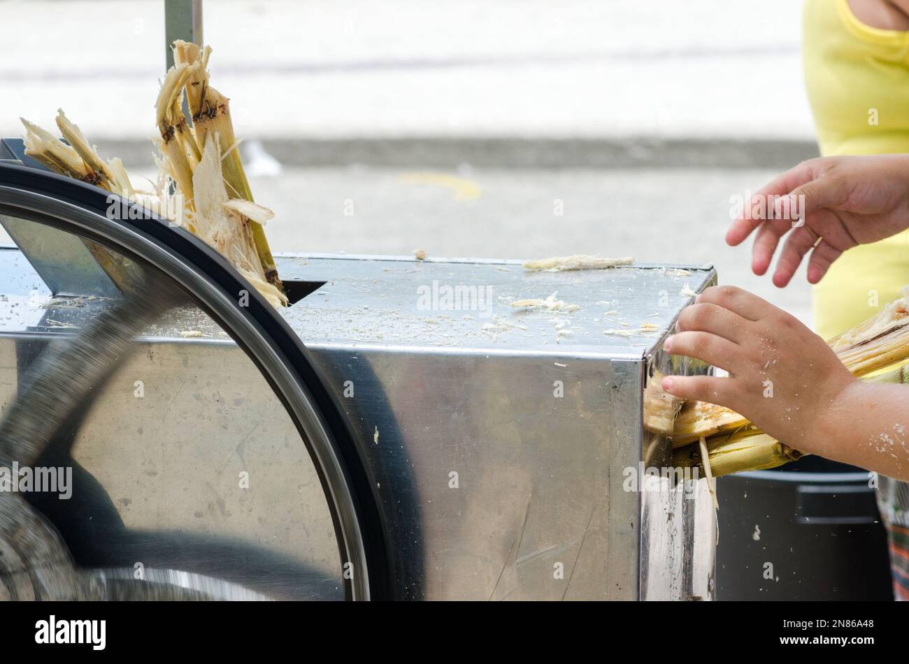 Macchina per il succo di canna da zucchero. Foto Stock