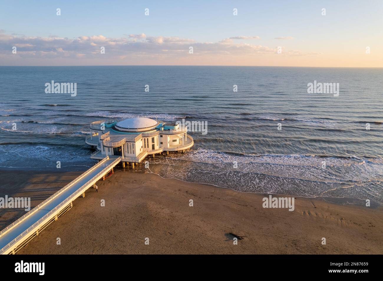Veduta aerea della costa italiana della città di Senigallia Foto Stock