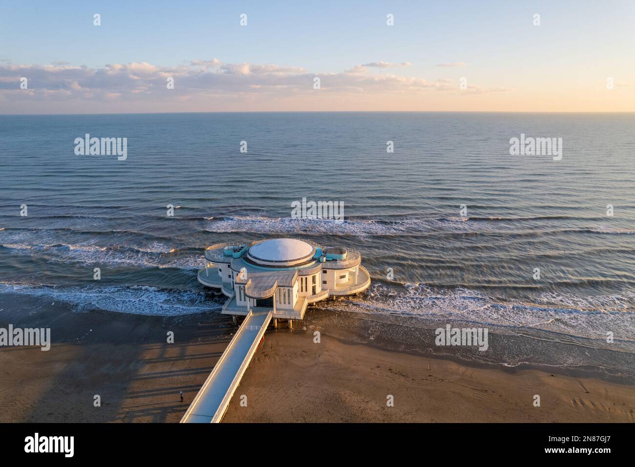 Veduta aerea della costa italiana della città di Senigallia Foto Stock