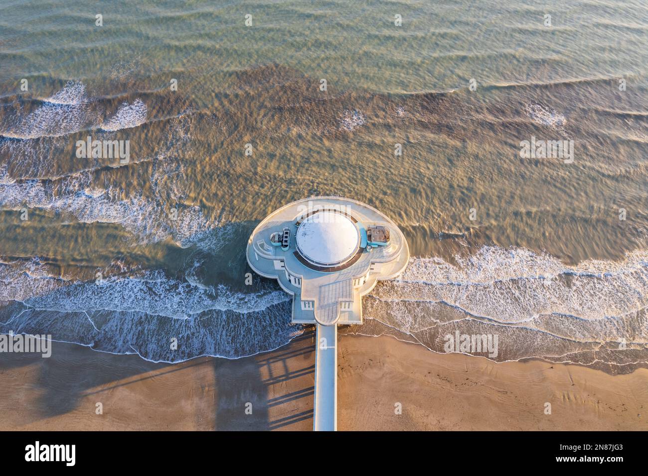 Veduta aerea della costa italiana della città di Senigallia Foto Stock