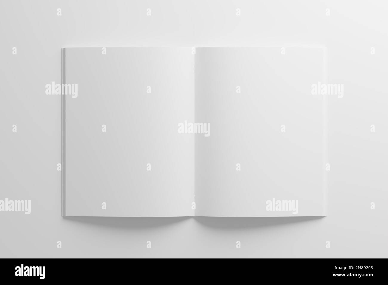 US Letter Saddle Stitch Brochure catalogo White Blank 3D rendering Mockup Foto Stock