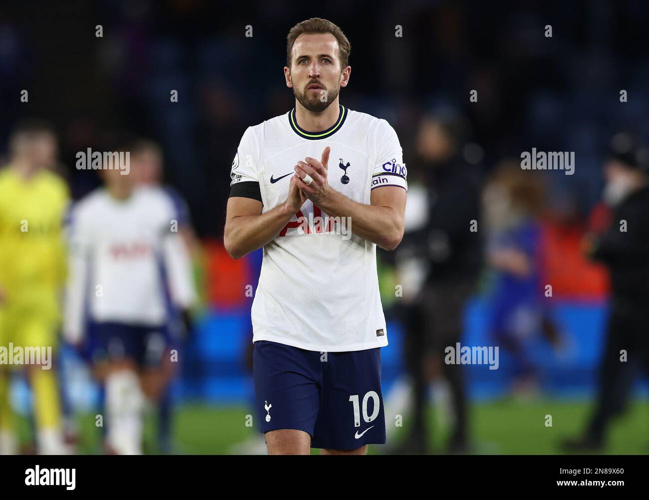 Leicester, Inghilterra, 11th febbraio 2023. Harry Kane di Tottenham reagisce dopo la partita della Premier League al King Power Stadium di Leicester. Il credito dell'immagine dovrebbe essere: Darren Staples / Sportimage Credit: Sportimage/Alamy Live News Foto Stock