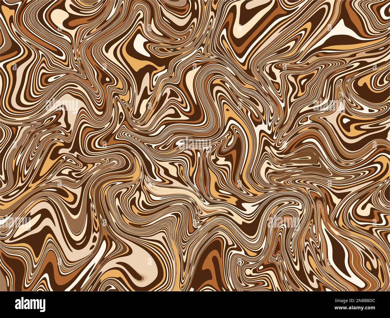 Astratto marrone fluido marmo modello vettore. Verniciatura complessa a olio d'inchiostro. Illustrazione Vettoriale