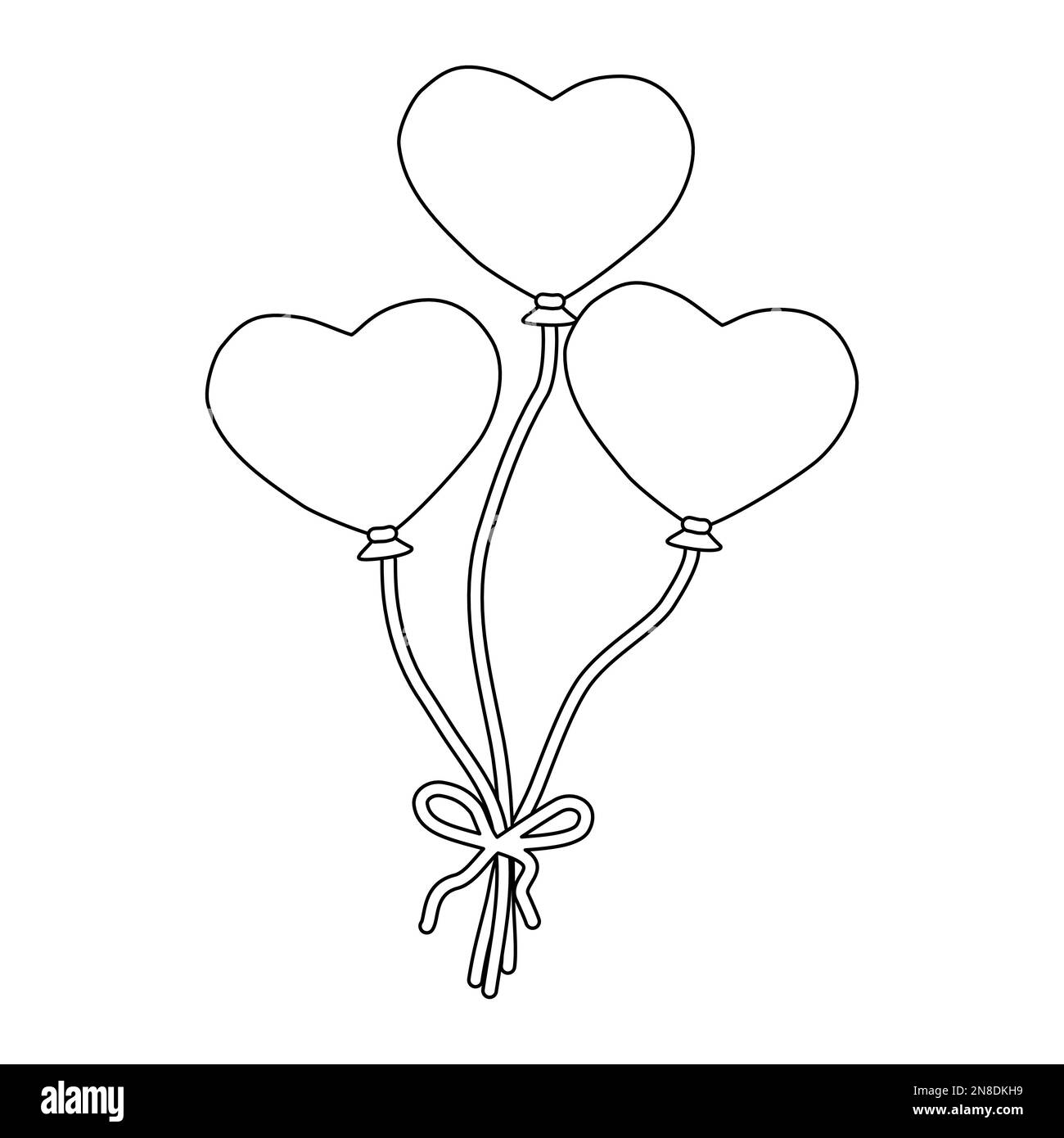 Palloncini a forma di cuore rosso con nastro blu, elemento di design per  San Valentino, disegno vettoriale piatto per libro da colorare Immagine e  Vettoriale - Alamy