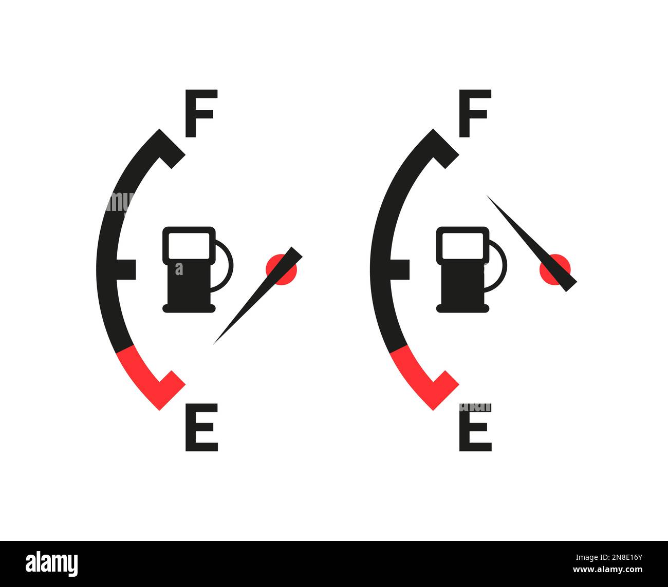 Indicatore del serbatoio del carburante per auto con gas. Indicatore di livello del carburante. Quadrante di misurazione, livello, potenza di controllo. Illustrazione Vettoriale